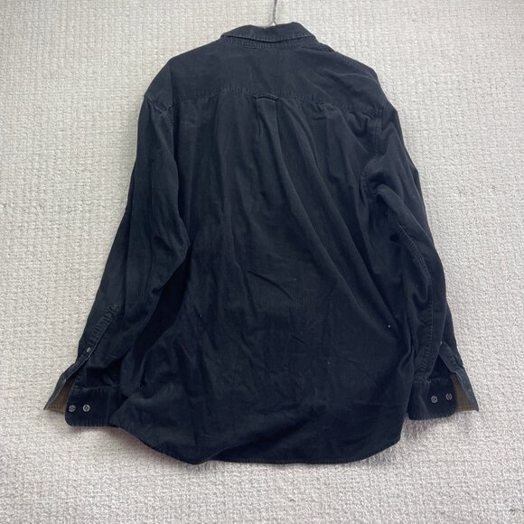 Retreat Black Corduroy Button Up Oxford Shirt Mens Large Retro Outdoor Camp - Picture 10 of 13